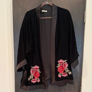Max Studio Black Satin Kimono